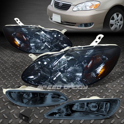 ФАРА С ДЫМЧАТЫМ КОРПУСОМ + ЖЕЛТЫЙ БОКОВОЙ ФОНАРЬ + ТОНИРОВАННАЯ ПРОТИВОТУМАННАЯ ФАРА ДЛЯ 03-08 COROLLA E120