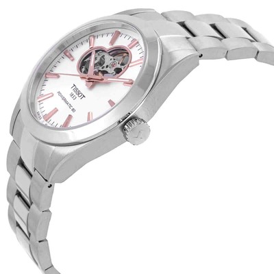 Pre-owned Tissot Gentleman Powermatic 80 Open Heart Automatic Silver Dial Watch