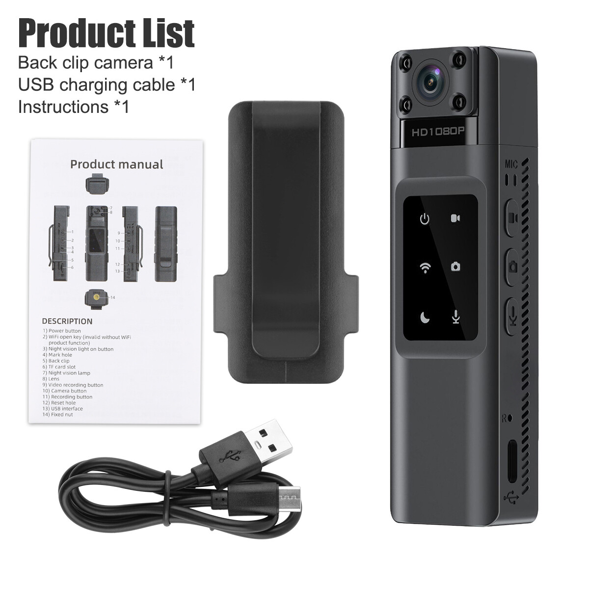 Mini Body Police Camera 1080P Video Recorder DVR IR Night Cam Camcorder Outdoor