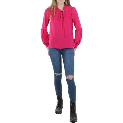 

CeCe Womens Pink Tie Neck Textured Top Blouse Shirt  BHFO 7250, Bright geranium