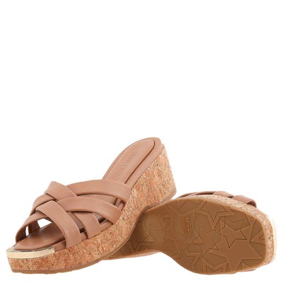 Pre-owned Jimmy Choo Biscuit Maribou 50 Sandals In Check Description