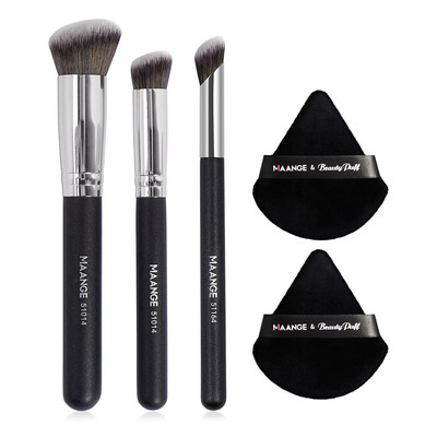 3Pcs Makeup Brushes + 2Pcs Triangle Powder Puff Set Concealer Eye Shadow Makeup 