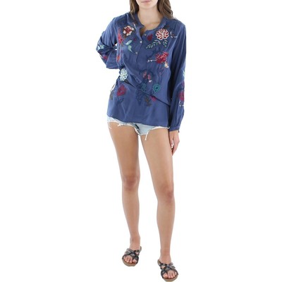 

Фиолетовая шелковая блузка с вышивкой Johnny Was Womens Workshop  BHFO 3066, Фиолетовый