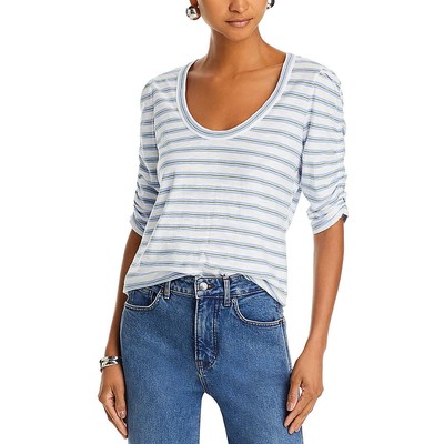 Veronica Beard Womens Blue Striped Scoop Neck Casual Pullover Top XS BHFO 3480