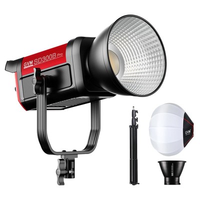 GVM Pro SD300B 300W Bi-Color LED Video COB Spotlight Kit w/Lantern Softbox,Stand