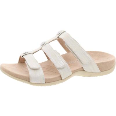 Vionic Womens Amber White Shimmer Slide Sandals Shoes 9 Wide (C,D,W) BHFO 6005