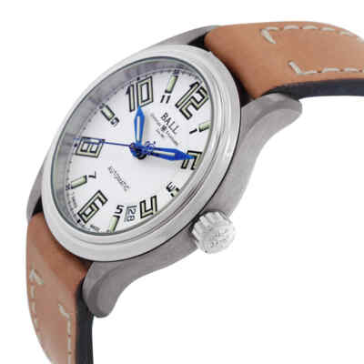 Pre-owned Ball Trainmaster Automatic 38.5mm White Dial Men's Watch Nm1038d-lea-wh