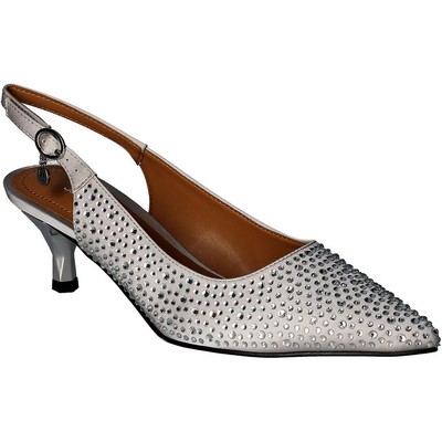 Женские туфли-лодочки J. Renee Ferryanne из серебристого атласа шириной 7,5 см (C, D, W) BHFO 0541