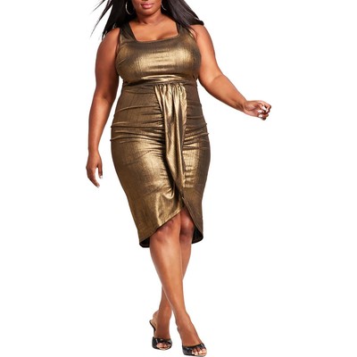 Женское облегающее платье Nina Parker цвета золотой металлик Plus 0X BHFO 0374