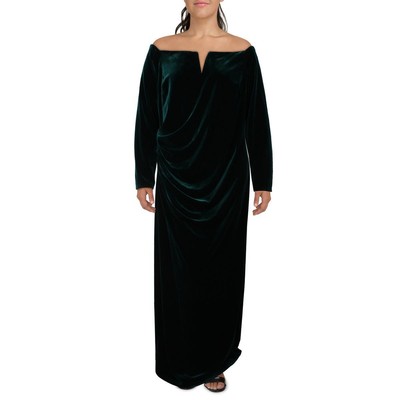 Женское зеленое бархатное вечернее платье X by Xscape Plus 22W BHFO 6532