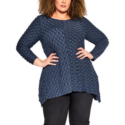 Женская верхняя рубашка-пуловер Avenue с круглым вырезом и высокой талией Plus BHFO 9041