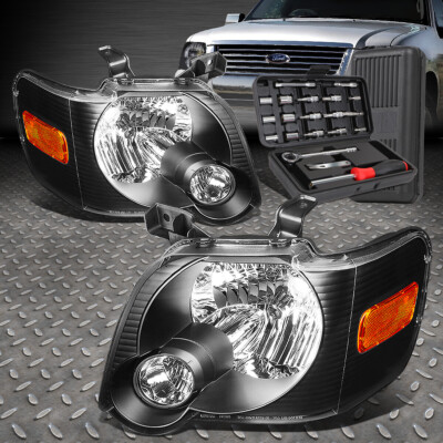 ДЛЯ 06-10 FORD EXPLORER ЧЕРНЫЙ КОРПУС, ЯНТАРНЫЕ БОКОВЫЕ ФАРЫ ГОЛОВНОГО СВЕТА + НАБОР ИНСТРУМЕНТОВ