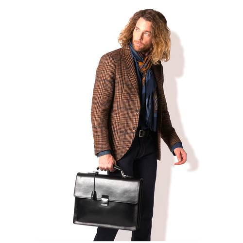 Preowned The Bridge Man Briefcase Messanger Bag Story Line Black