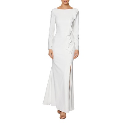 Женское вечернее платье с оборками и разрезом цвета слоновой кости Laundry by Shelli Segal 6 BHFO 3897