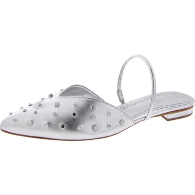 Шлепанцы Schutz Womens Gayle Flat серебристого цвета на плоской подошве без застежки 10.5 Medium (B,M) BHFO 8588