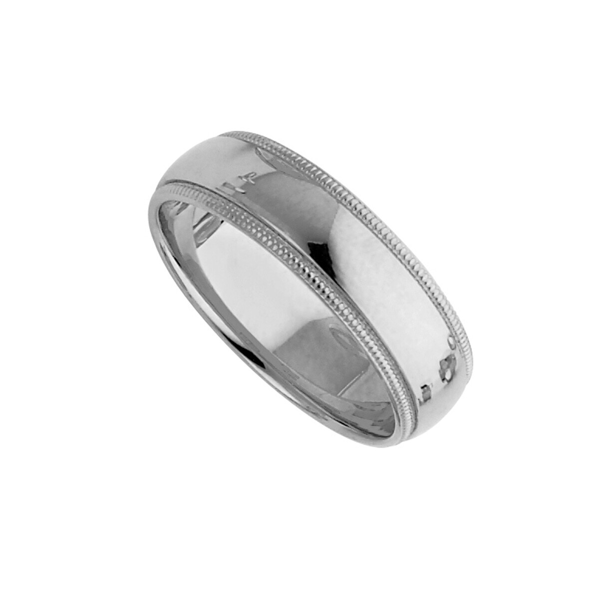 Pre-owned Td Collections 14k White Gold 6.0mm Classic Light Comfort-fit Dome Milgrain Wedding Band