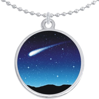 Night Sky Comet Round Pendant Necklace Beautiful Fashion Jewelry