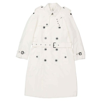 Pre-owned Burberry Technical Faille Cape Detail White Trench Coat, Brand Size 44(us Sz.34)