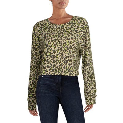 

Le Lis Женский зеленый леопардовый пуловер с длинными рукавами и укороченной рубашкой  BHFO 3330