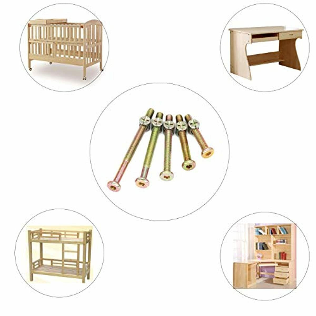 Baby Bed Crib Screws Hardware Replacement Kit, cSeao 25Set M6x40mm