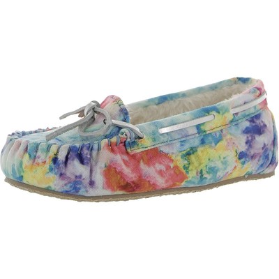 

Мокасины на плоской подошве без шнуровки для девочек Minnetonka Tie Dye Cassie BHFO 6313, Bright blue splash, Tie Dye Cassie