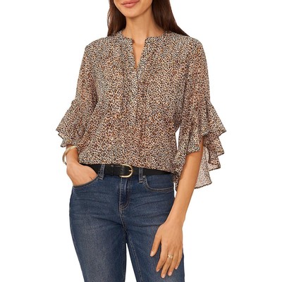 Vince Camuto Женский коричневый леопардовый пуловер с вытачками на булавках, верхняя блузка XS BHFO 7796
