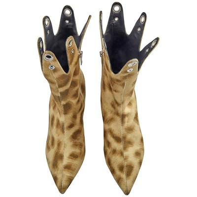 BURBERRY BURBERRY JERMAINE LEOPARD PRINT EYELET DETAIL ANKLE BOOTS