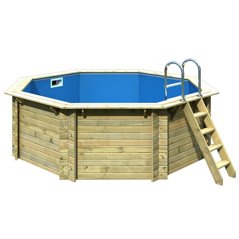 Holzpool Karibu Classic 2 Holzschwimmbecken 4,70m X 1,20m Achteckbecken