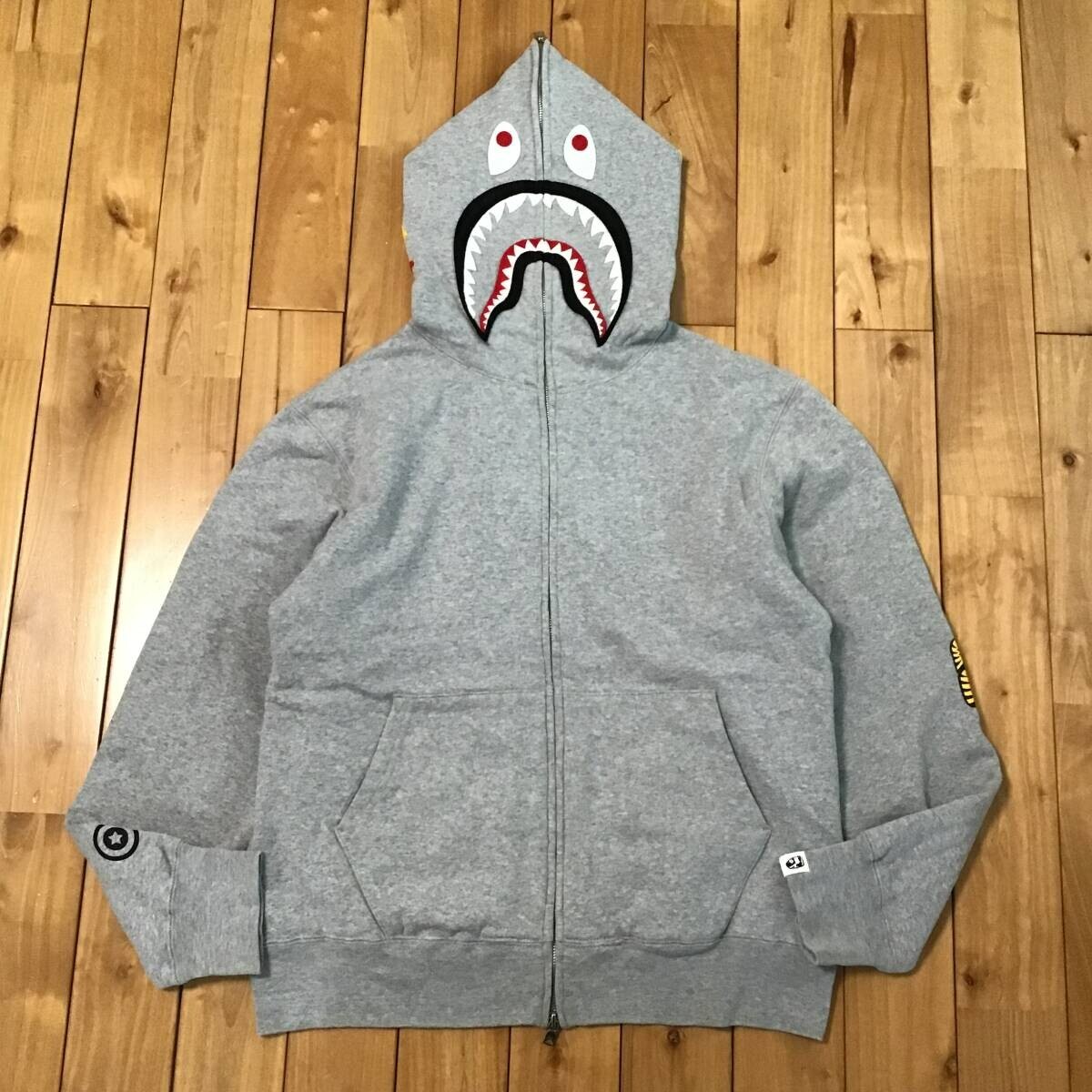 2005 BAPE 2nd Shark full zip hoodie a bathing ape NIGO Gray