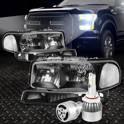 ЧЕРНЫЙ КОРПУС ФАРЫ + ЧИСТЫЙ СВЕТ + БЕЛЫЙ СВЕТОДИОД 9006 HID + ВЕНТИЛЯТОР ДЛЯ 99-06 GMC SIERRA