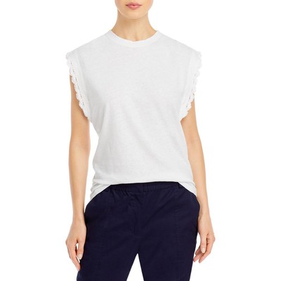 

Женская однотонная футболка с вышивкой Derek Lam 10 Crosby BHFO 7794, Soft white