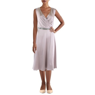 Женское фиолетовое атласное платье для коктейля и вечеринки Lauren Ralph Lauren 12 BHFO 3766