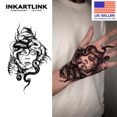 INKARTLINK  2piece Medusa Semi-Permanent Temporary Waterproof Tattoo