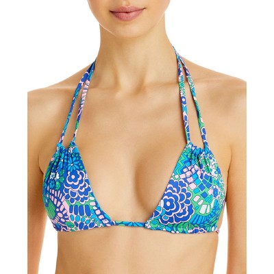 Бикини Frankies, женское синее бикини-бандо с цветочным рисунком, плавательный топ, купальник L BHFO 5377