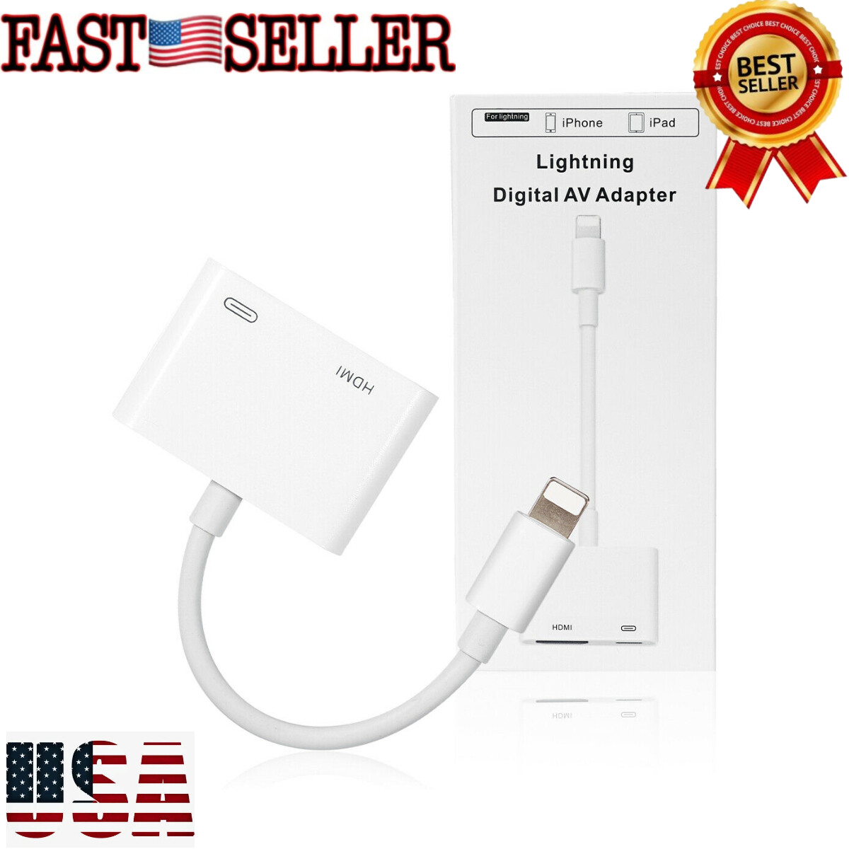 Lightning to HDMI Digital TV AV Adapter 1080P HDMI Cable For Apple iPad iPhone