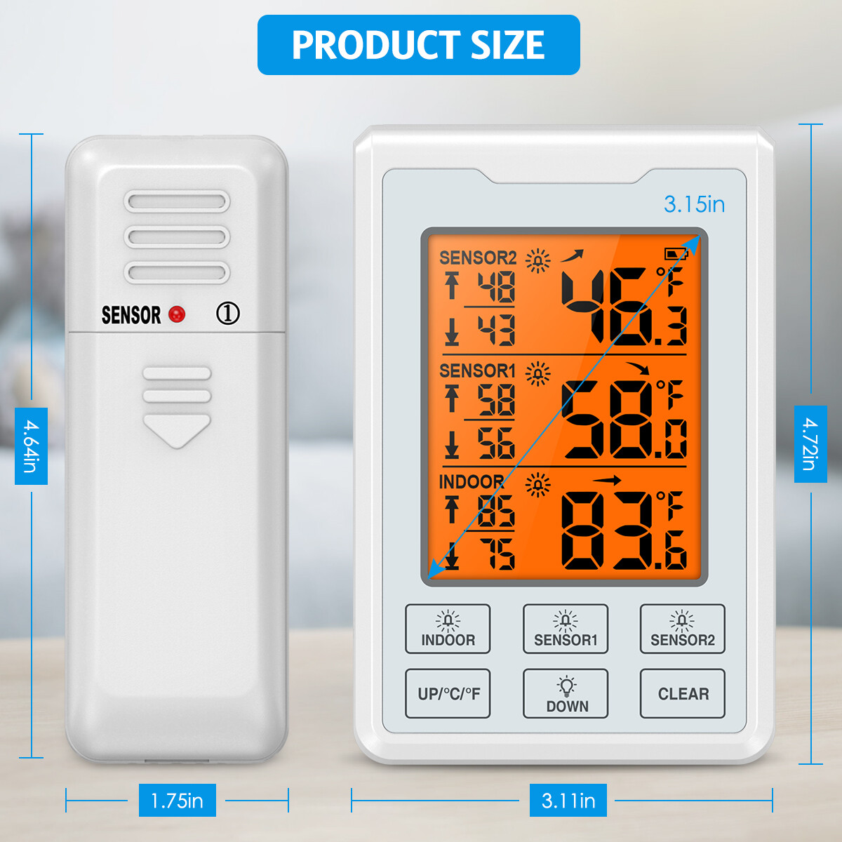 1pc Refrigerator Alarm Thermometer Digital Wireless Fridge Freezer