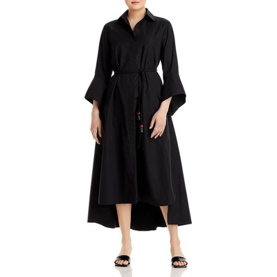 

Женское черное хлопковое платье-рубашка с длинными рукавами Lafayette 148 New York  BHFO 8589, Черный
