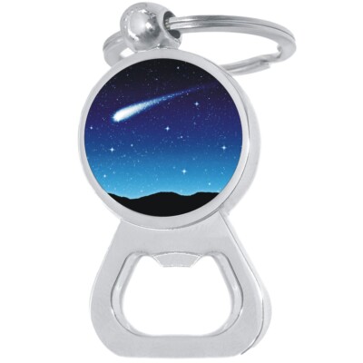 Night Sky Comet Bottle Opener Keychain - Metal Beer Bar Tool Key Ring