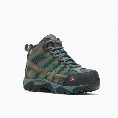 Pre-owned Merrell Work Women's Moab Vertex Mid Composite Toe Work Boot Pewter - J42076, Pe In Silver