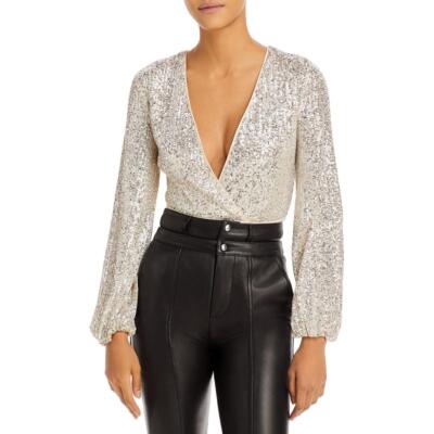 

Женское боди-рубашка с запахом и металлизированными пайетками Bardot Top  S BHFO 6149, Rose quartz