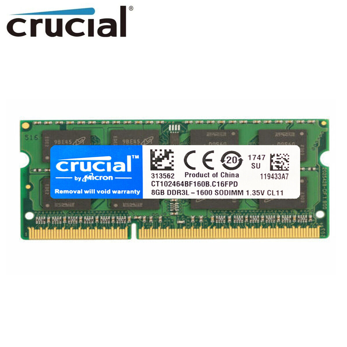 Crucial DDR3L 1600MHz 16GB(2 x 8GB) SODIMM RAM PC3L-12800