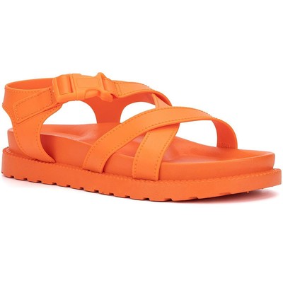 Olivia Miller Womens Tessa Orange Strappy Sandals Shoes 9 Medium (B,M) BHFO 9409