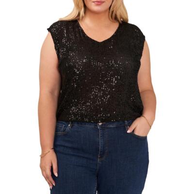 Женская блузка-майка без рукавов с блестками Vince Camuto Plus BHFO 9367