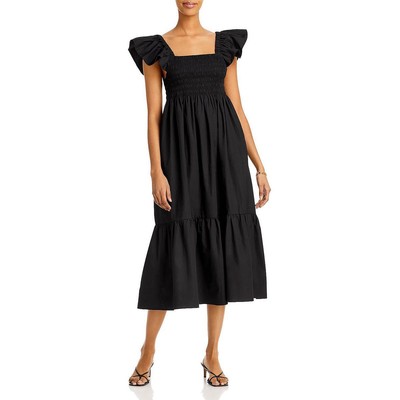 

Женское хлопковое миди-платье Aqua с длинными рукавами-крылышками BHFO 7478, Черный