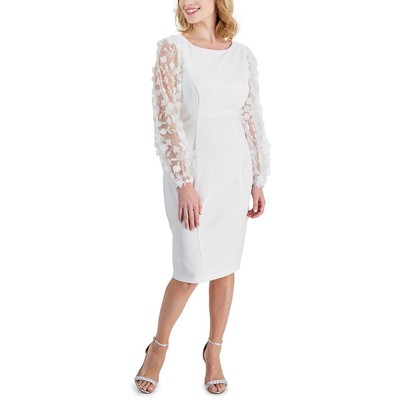 Связанное женское платье для коктейлей и вечеринок цвета слоновой кости Petites 12P BHFO 3923