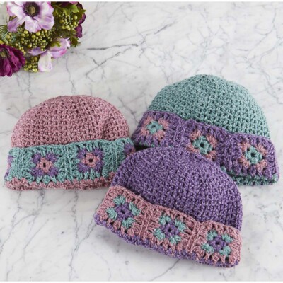 Herrschners  Blooming Granny Beanies Crochet Kit