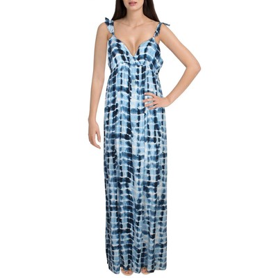 Повседневное макси-платье Gilli Womens Blue Stretch Tie Dye M BHFO 1482