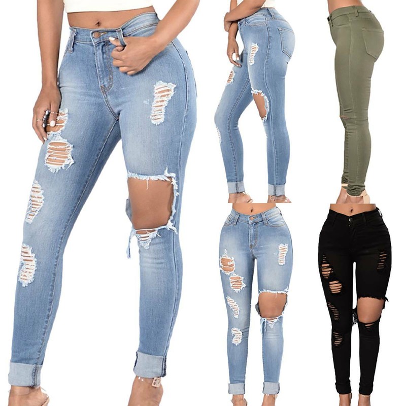 FUNSEED Damen Jeans High Waist - Zerrissene Boyfriend Jeans Mit Straight Leg