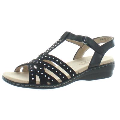 

Женские кожаные сандалии с ремешками SOUL Naturalizer Brielle с открытым носком BHFO 7624, Black leather, Brielle