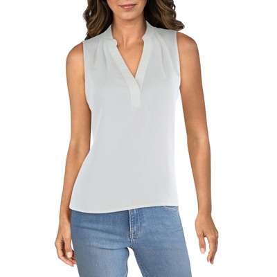 

Женская белая майка Vince Camuto с защипами и разрезом на шее, рубашка  BHFO 4397, Off white